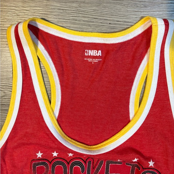 NBA Red and Yellow Rockets Muscle Tee - Picture 2 of 4